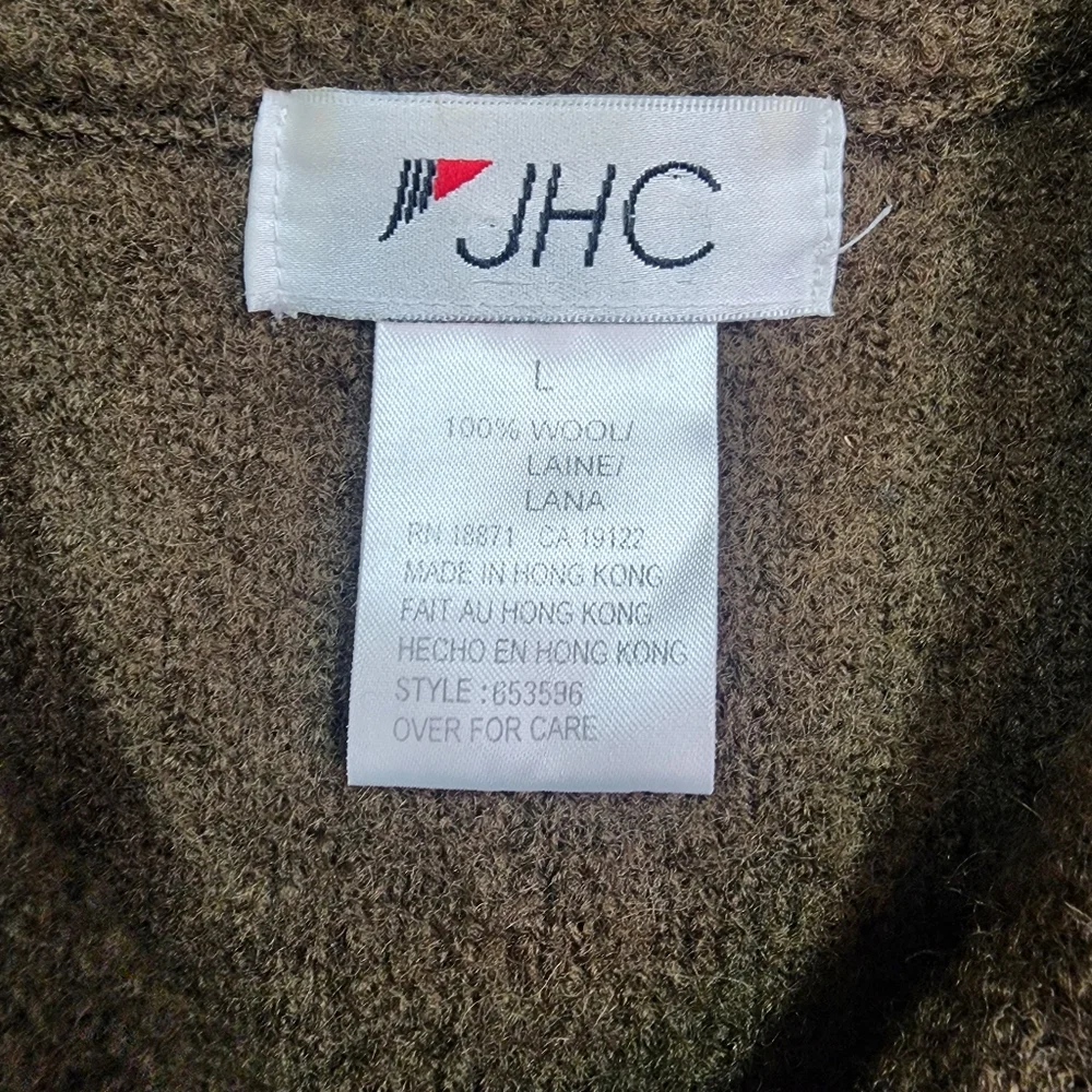 VINTAGE JH COLLECTIBLES Wool Green Zip Up Coat Jacket Large - Picture 4 of 16